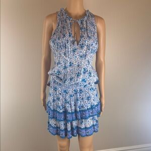 Poupette St. Barth Amora Blue Floral Mini Dress NWOT